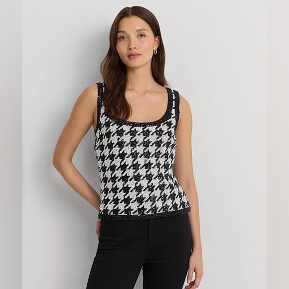 Lauren Ralph Lauren Sequined Houndstooth Tank Top - Picture 2 of 9